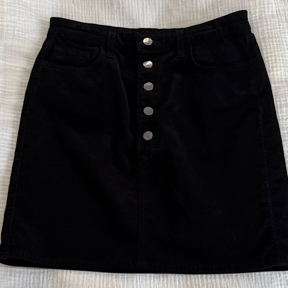 J Brand Black Mini Skirt with Silver Buttons